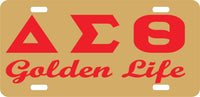 Delta Sigma Theta Golden Life Mirror License Plate [Gold/Red]