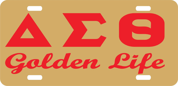 Delta Sigma Theta Golden Life Mirror License Plate [Gold/Red]