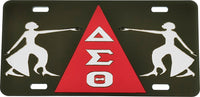 Delta Sigma Theta Ladies of Fortitude Triangle Mirror License Plate [Black/Silver]