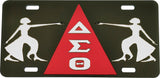 Delta Sigma Theta Ladies of Fortitude Triangle Mirror License Plate [Black/Silver]