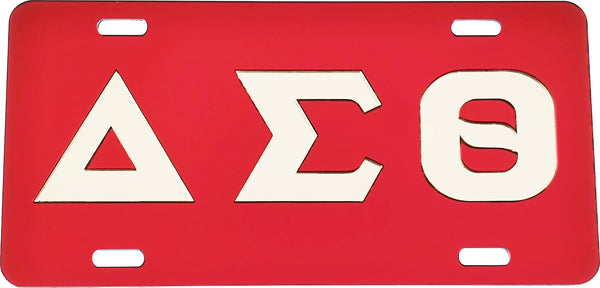 Delta Sigma Theta Classic Mirror License Plate [Red/Silver]