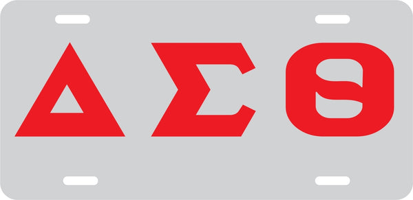 Delta Sigma Theta Classic Mirror License Plate [Silver/Red]