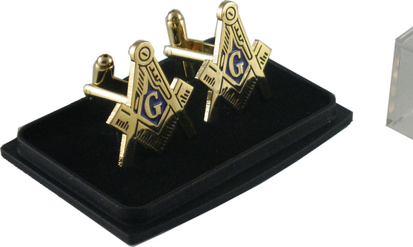 Mason Blue House Symbol Cuff Links [Gold]
