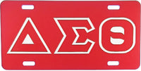 Delta Sigma Theta Outline Mirror License Plate [Red/Red/Silver]