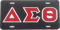 Delta Sigma Theta Outline Mirror License Plate [Black/Red/Silver]