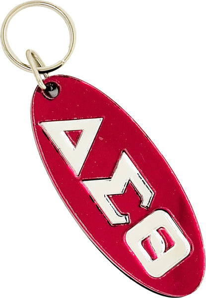 Delta Sigma Theta Oval Key Chain [Red/Silver]