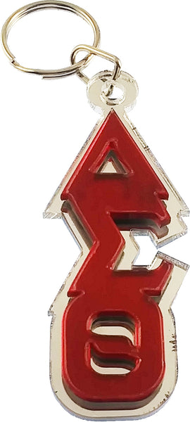 Delta Sigma Theta Vertical Key Chain [Silver/Red]