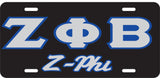 Zeta Phi Beta Z-Phi Outline Mirror License Plate [Black/Silver/Blue]