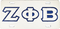 Zeta Phi Beta Outline Mirror License Plate [Silver/Silver/Blue]