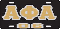 Alpha Phi Alpha 06 Outline Mirror License Plate [Black/Gold/Silver]