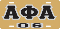 Alpha Phi Alpha 06 Outline Mirror License Plate [Gold/Black/Silver]