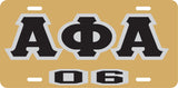 Alpha Phi Alpha 06 Outline Mirror License Plate [Gold/Black/Silver]