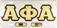 Alpha Phi Alpha 06 Outline Mirror License Plate [Silver/Gold/Black]