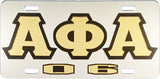 Alpha Phi Alpha 06 Outline Mirror License Plate [Silver/Gold/Black]