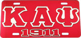 Kappa Alpha Psi 1911 Outline Mirror License Plate [Red/Red/Silver]