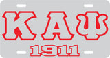 Kappa Alpha Psi 1911 Outline Mirror License Plate [Silver/Silver/Red]