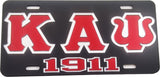 Kappa Alpha Psi 1911 Outline Mirror License Plate [Black/Red/Silver]