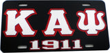 Kappa Alpha Psi 1911 Outline Mirror License Plate [Black/Silver/Red]