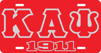 Kappa Alpha Psi 1911 Outline Mirror License Plate [Red/Red/Silver]