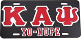 Kappa Alpha Psi Yo-Nupe Outline Mirror License Plate [Black/Red/Silver]