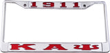 Kappa Alpha Psi 1911 Big Letter License Plate Frame [Silver Standard Frame - Silver/Red]