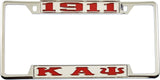 Kappa Alpha Psi 1911 Big Letter License Plate Frame [Decal Visible Frame - Silver/Red]