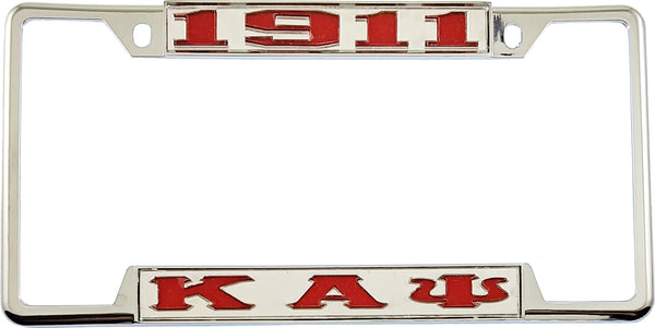 Kappa Alpha Psi 1911 Big Letter License Plate Frame [Decal Visible Frame - Silver/Red]