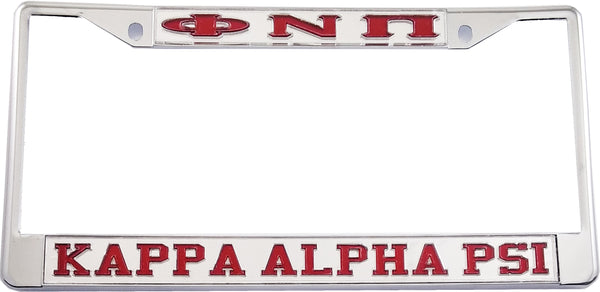 Kappa Alpha Psi Phi Nu Pi License Plate Frame [Silver Standard Frame - Silver/Red]