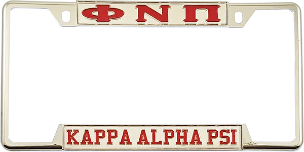 Kappa Alpha Psi Phi Nu Pi License Plate Frame [Decal Visible Frame - Silver/Red]