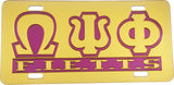 Omega Psi Phi F.I.E.T.T.S. Insert Outline Mirror License Plate [Gold/Gold/Purple]