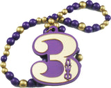 Omega Psi Phi Wood Color Bead Tiki Line #3 Medallion [Purple/Gold]