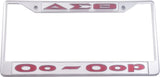 Delta Sigma Theta Oo-Oop License Plate Frame [Silver Standard Frame - Silver/Red]