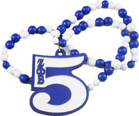 Zeta Phi Beta Wood Color Bead Tiki Line #5 Medallion [Blue/White]