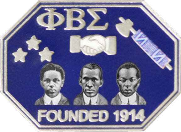 Phi Beta Sigma Founders Faces Octagon Lapel Pin [Silver]