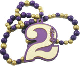 Omega Psi Phi Wood Color Bead Tiki Line #2 Medallion [Purple/Gold]