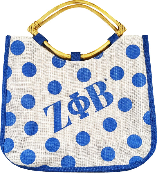 Zeta Phi Beta Polka Dot Jute Bag [Blue/White]