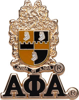 Alpha Phi Alpha 3D Shield Lapel Pin With Letters [Gold]