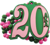 Alpha Kappa Alpha Line #20 Mirror Wood Color Bead Tiki Necklace [Pink/Green]