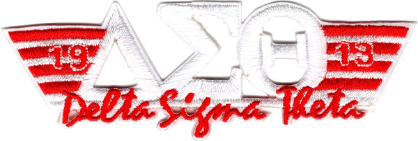 Delta Sigma Theta 2-Tone 3-N-1 Wing Design Iron-On Patch [White]