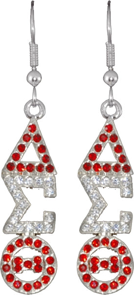 Delta Sigma Theta Austrian Crystal Earrings [Dangle/Drop - Silver]