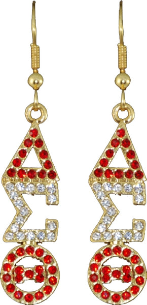 Delta Sigma Theta Austrian Crystal Earrings [Dangle/Drop - Gold]