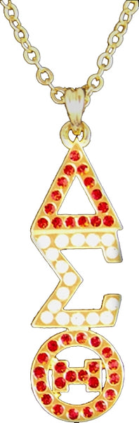 Delta Sigma Theta Austrian Crystal Pendant With Chain [Gold]