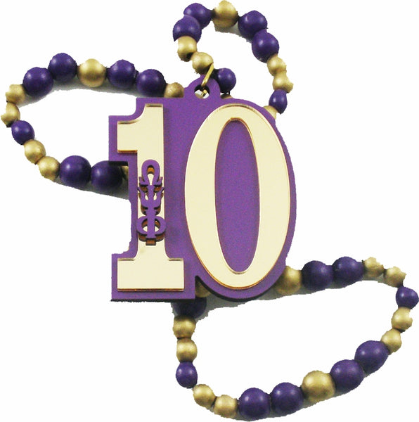 Omega Psi Phi Wood Color Bead Tiki Line #10 Medallion [Purple/Gold]