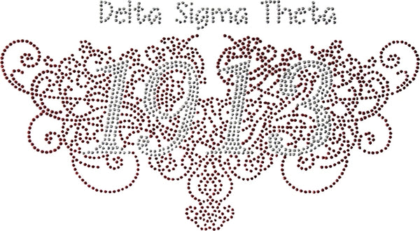 Delta Sigma Theta Filigree Founding Studstone Heat Transfer [Silver/Red]