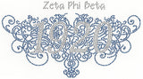 Zeta Phi Beta Filigree Founding Studstone Heat Transfer [Silver/Blue]