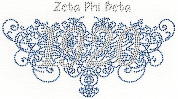 Zeta Phi Beta Filigree Founding Studstone Heat Transfer [Blue/Silver]