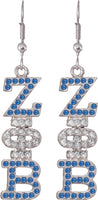 Zeta Phi Beta Austrian Crystal Earrings [Silver]
