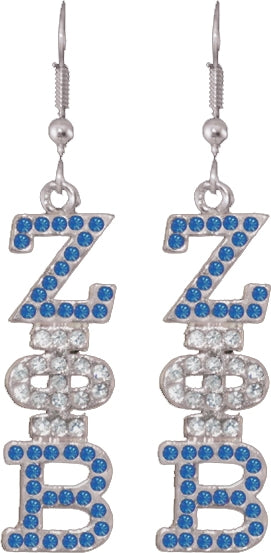 Zeta Phi Beta Austrian Crystal Earrings [Silver]