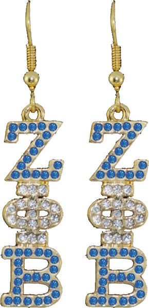 Zeta Phi Beta Austrian Crystal Earrings [Gold]