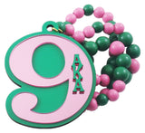 Alpha Kappa Alpha Line #9 Mirror Wood Color Bead Tiki Necklace [Pink/Green]